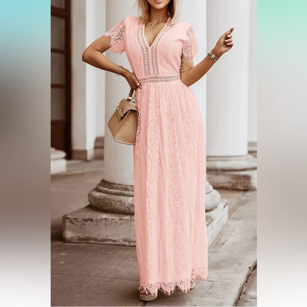 Pink Lace Maxi Dress- NEW!🆕